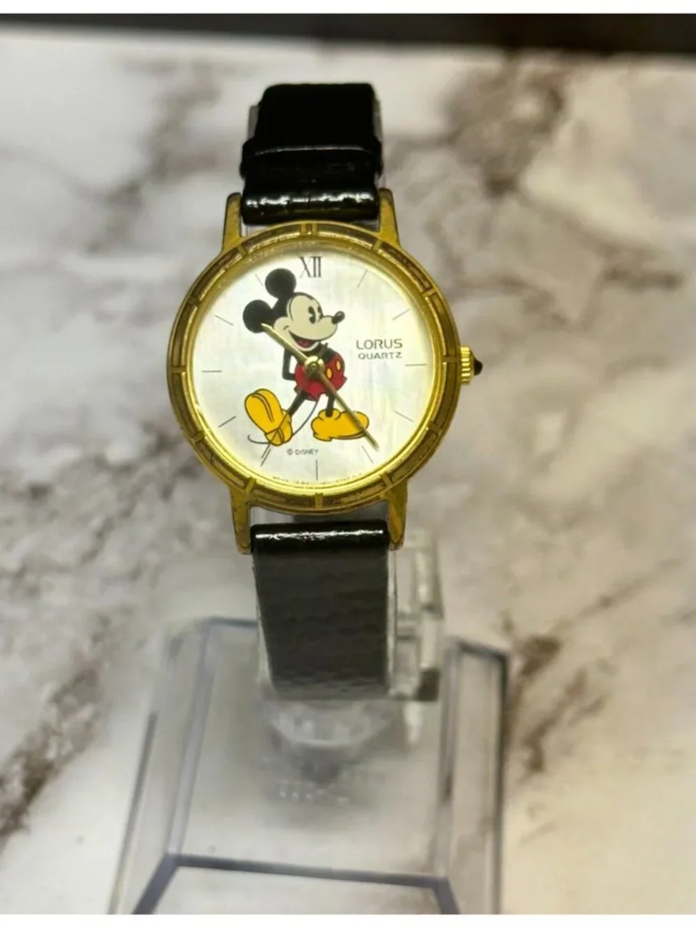 Vintage Lorus Disney Mickey Mouse Watch Women Black Band JV811-1410 New Battery